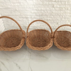 3x Wicker Gathering Basket