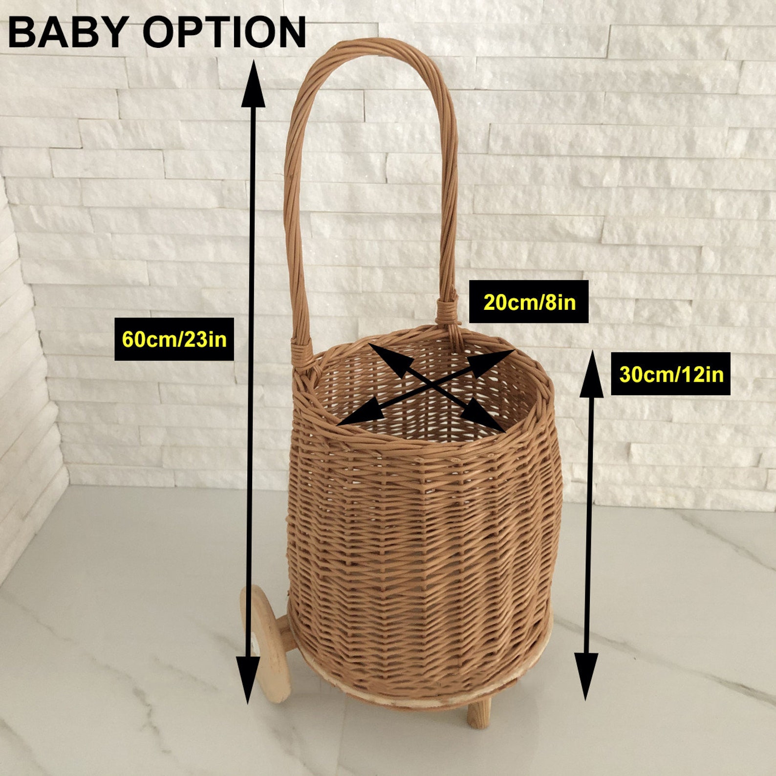 Organic Wicker Shopping Trolley With Handle Wicker Shopping Etsy