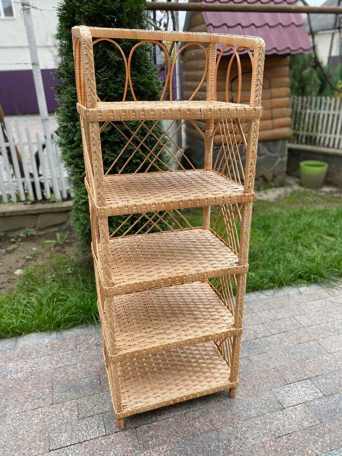 Shelving Unit Wicker Shelving Unit Wooden Shelf Wicker Etsy