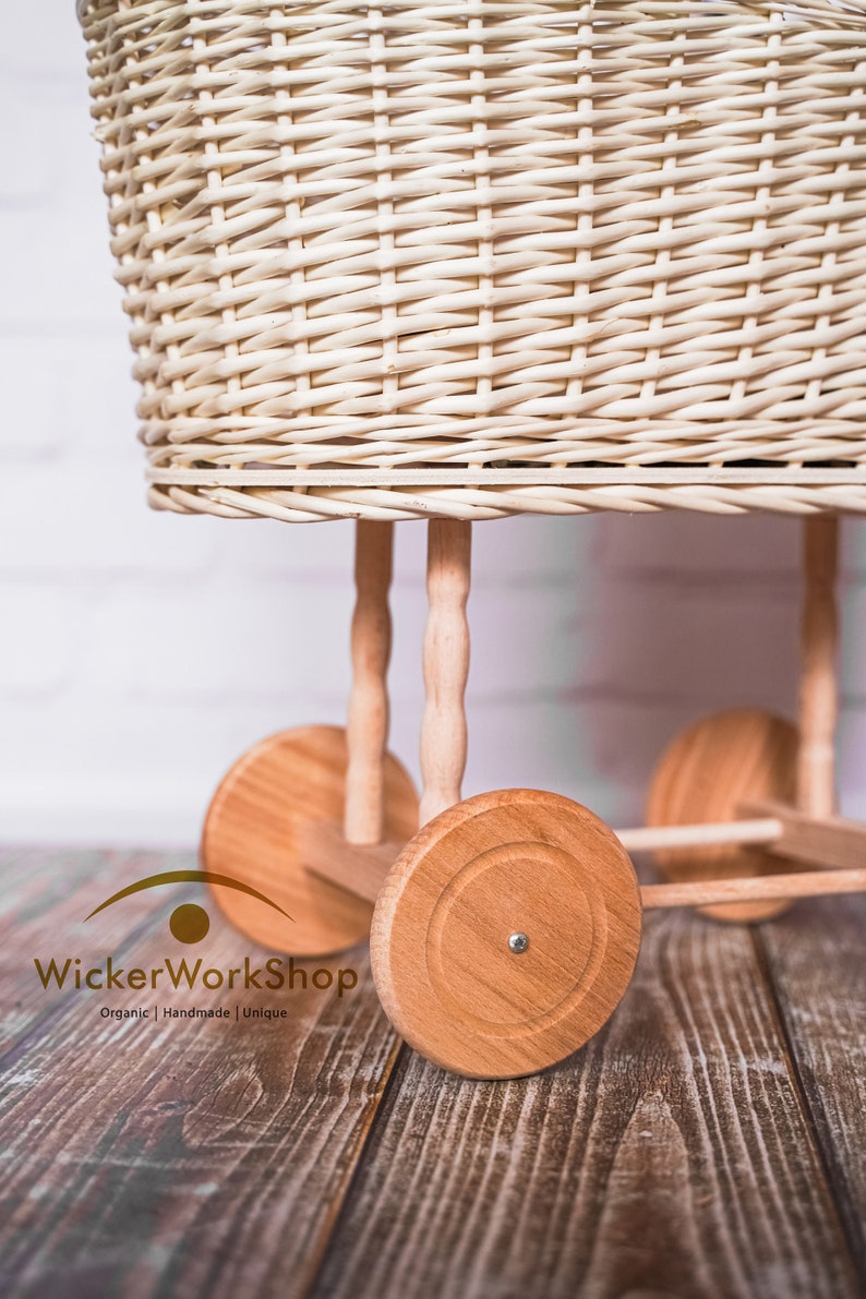 Toy Doll Stroller Wicker Doll Pram Baby Stroller With Doll Etsy