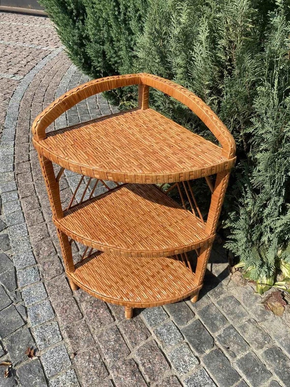 籐コーナープラントシェルフ、35/40インチラタンシェルフ（ボヘミアン