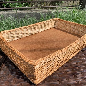 Rattan storage basket Wicker basket storage, Organizing for kitchen, Handwoven Wicker tray, Utility Rectangular basket, Rattan Tray Set