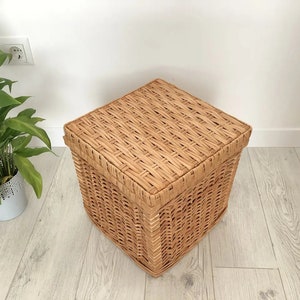 Basket Laundry Storage Organiser, Boho wicker basket, Square Wicker, Square Wicker Basket, Woven Box, Rectangle Woven Wood, Rattan Basket