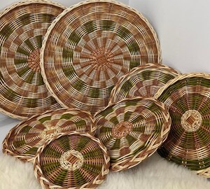 Lot De 3 Paniers Muraux Bohème En Osier Et Raphia - Diamètre 28cm - Décoration Murale Naturelle Pour Salon, Chambre