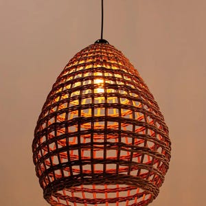 Rattan Pendant Light 30/40/50cm diameter options, Eco-Friendly Woven Ceiling Lamp, Wicker Hanging Lamp, Unique Woven Light Fixture for Home