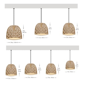 Wicker Pendant Light for Kitchen Island/Outdoor Porch or Living Room, Large Hanging Rattan Pendant Light image 8