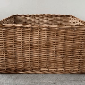 Large Square Rattan Storage Basket, Wicker Storage Box, Garden Harvest Basket, Toy Box Kids Room Organizer, Housewarming Country Basket Gift