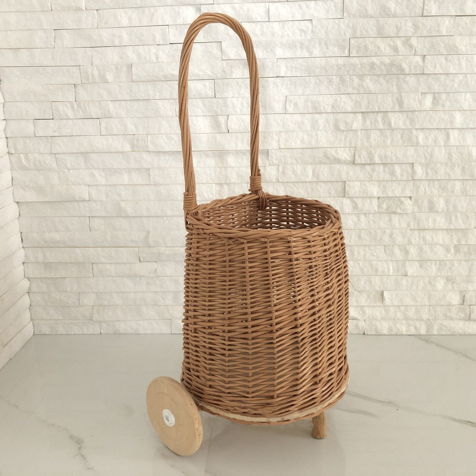 Organic Wicker Shopping Trolley With Handle Wicker Shopping Etsy