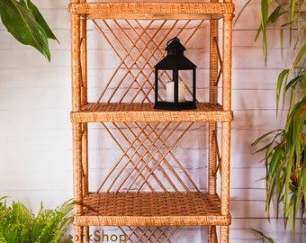 Vinyl Record Storage Stand Wicker Shelf Freestanding, 3/4/5-tier Rattan Shelving Unit, Record Player Stand with Vinyl Storage