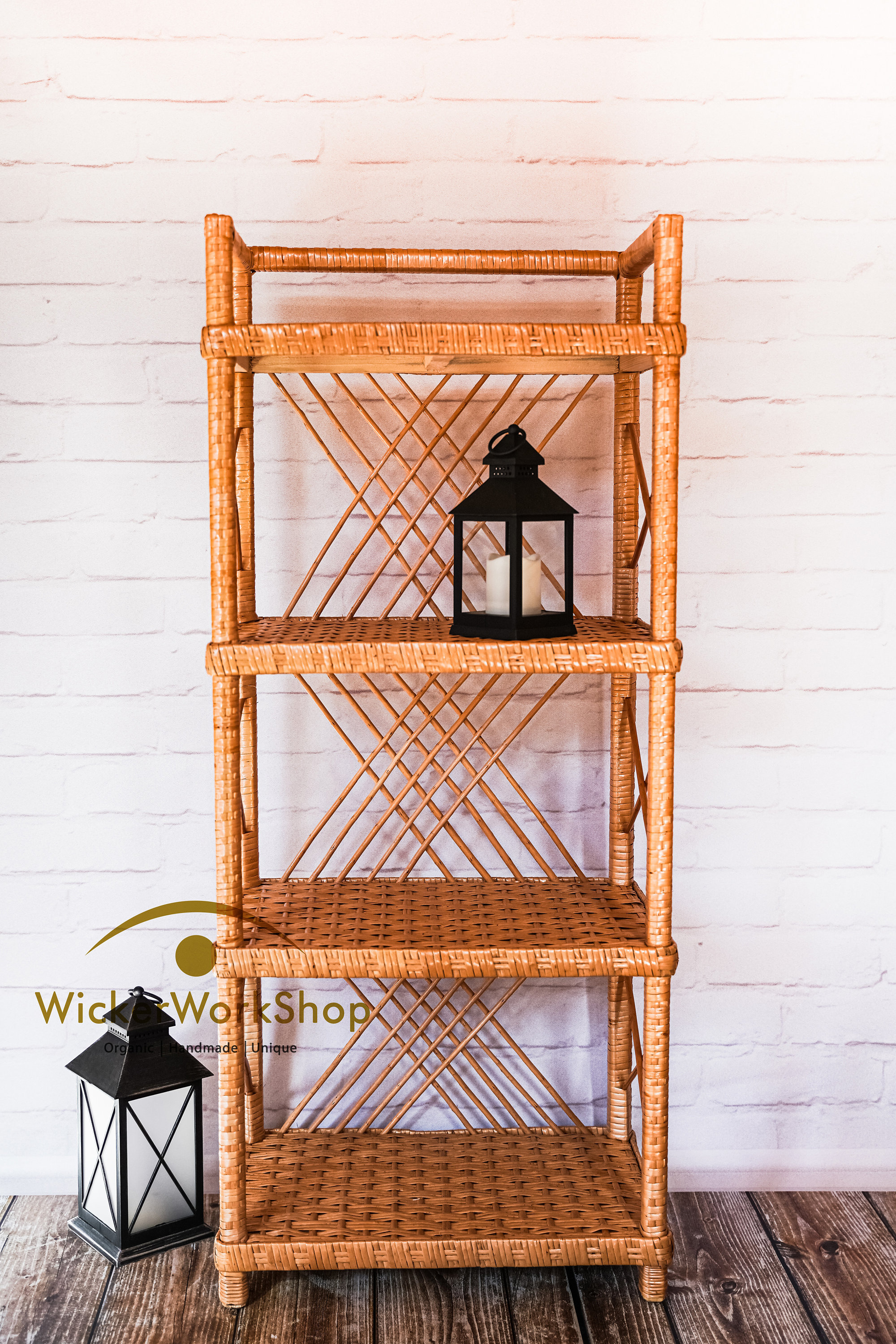 3/4/5 tier Bookcase Wicker Book Shelf Wooden Shelf Book Etsy