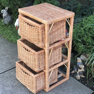 Rattan Chest of Drawers, Wooden Dresser, Handmade Wooden Chest of Drawers with Frame, Plywood Dresser, Chest of Drawers for Bedroom