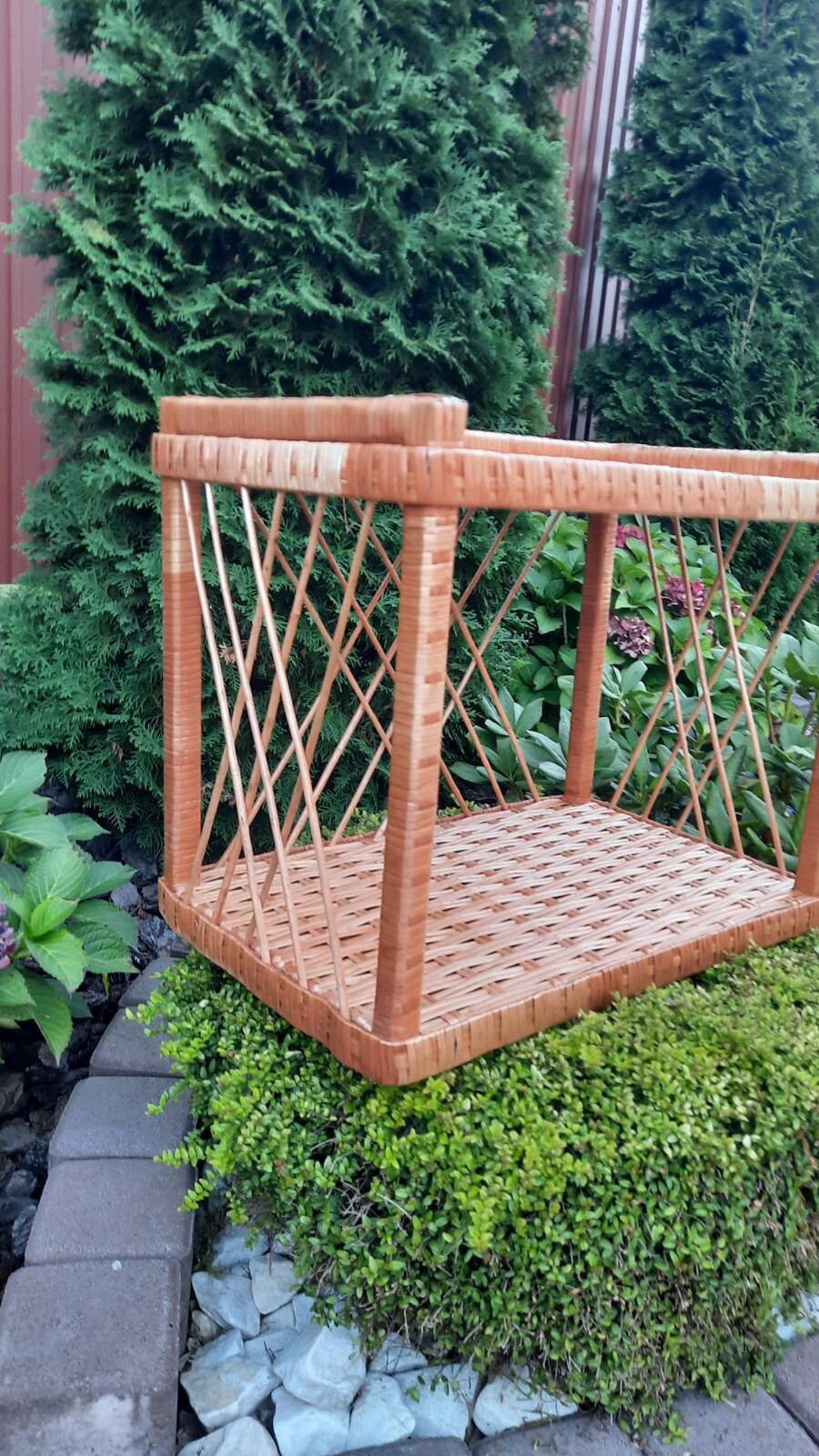 Wall Shelf with Hooks Wicker Hanging Shelf Small Wooden Wall Etsy