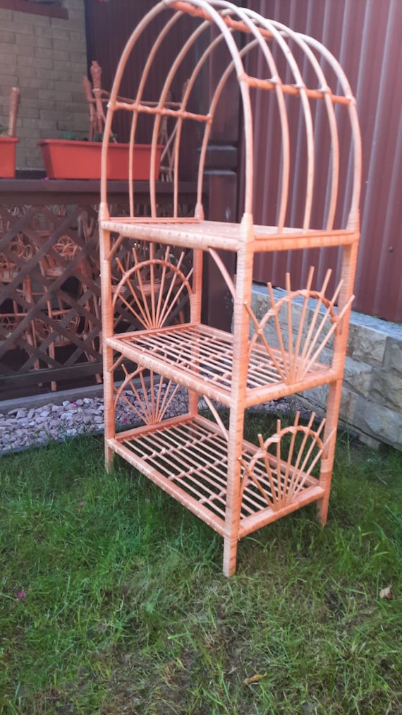 Boho Plant Shelf Wicker Shelf With Arch Top 3/4tier Wicker Etsy