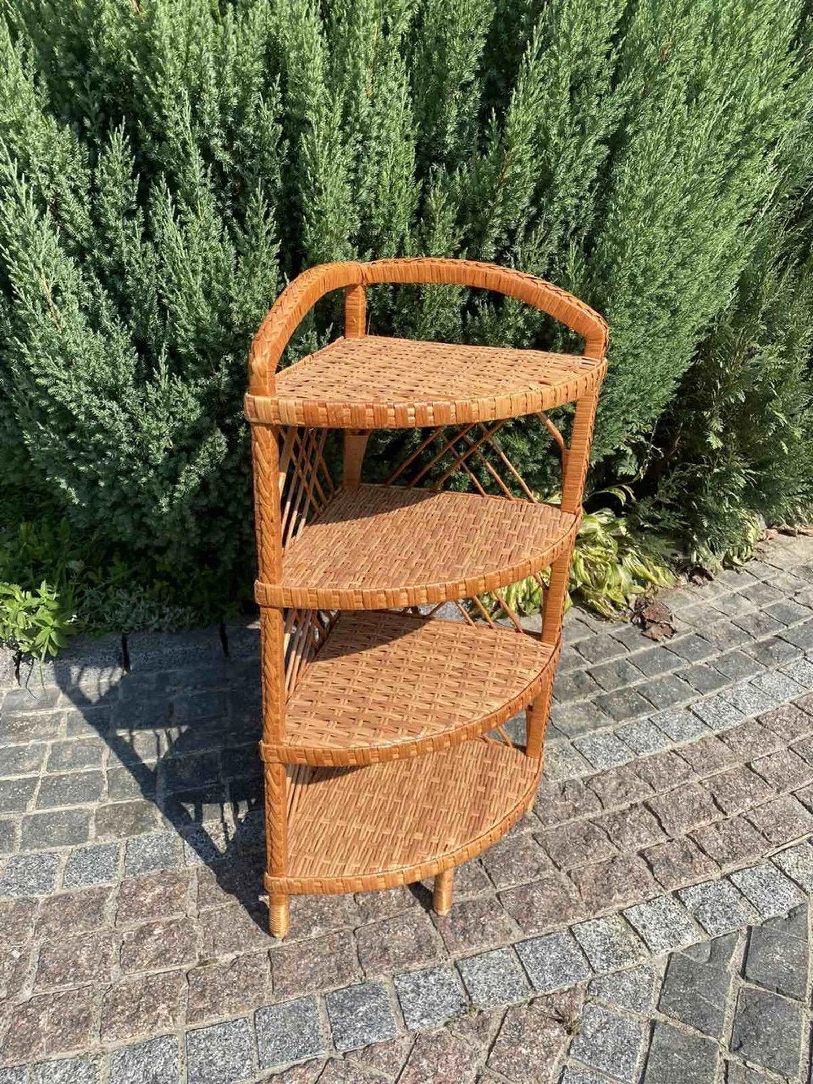 Wicker Corner Shelf Unit Corner Shelf Corner Bookshelf Etsy