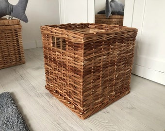 Cesta de mimbre, Caja de almacenamiento, Cestas tejidas rectangulares, Decoración Boho hecha a mano, Caja de mimbre, Cesta de almacenamiento de ratán, Cesta rectangular