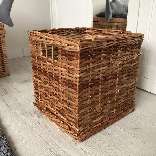 Wicker basket, Storage box, Woven baskets rectangular, Handmade Boho decor, Wicker box, Rattan storage basket, Rectangular basket