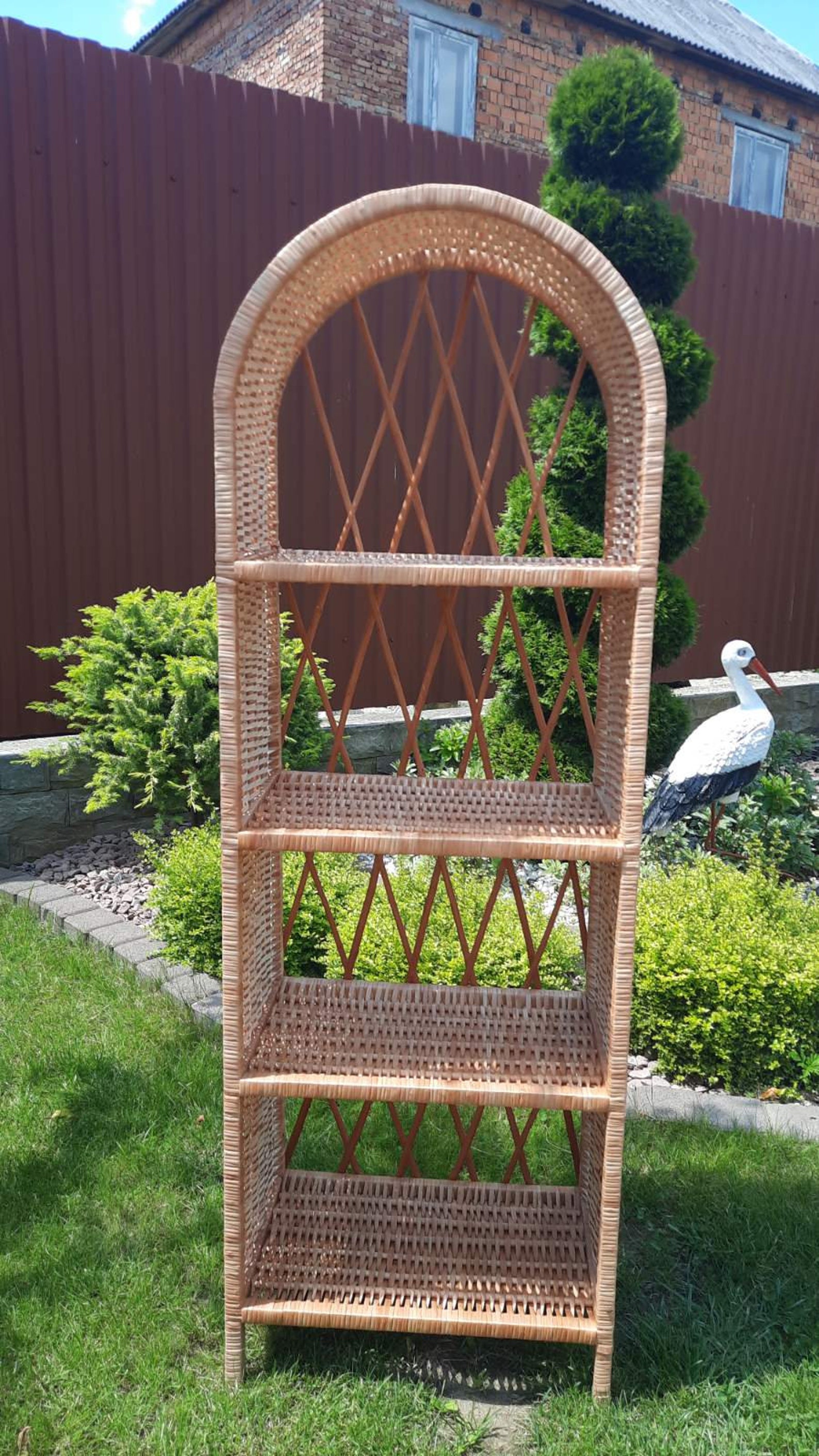 Large Rattan Wicker Display Shelf With 3/4 Tier Bottom Etsy
