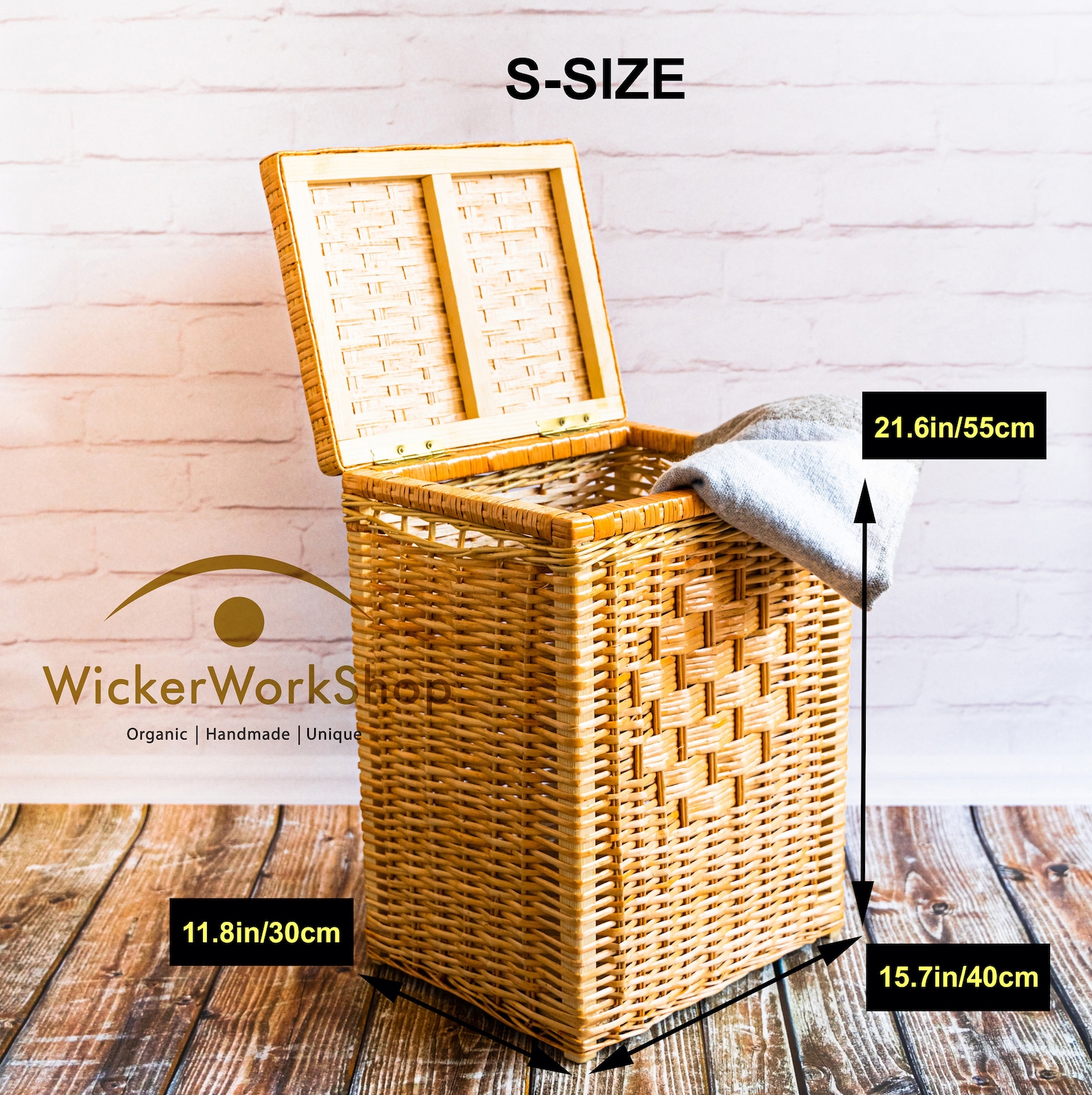 Woven Wicker Laundry Basket With Lid Avaialble in 3 Sizes Small/medium ...