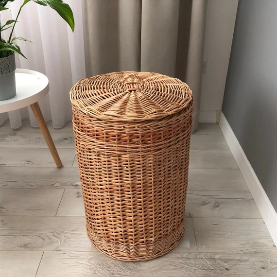 White wooden washing basket deals