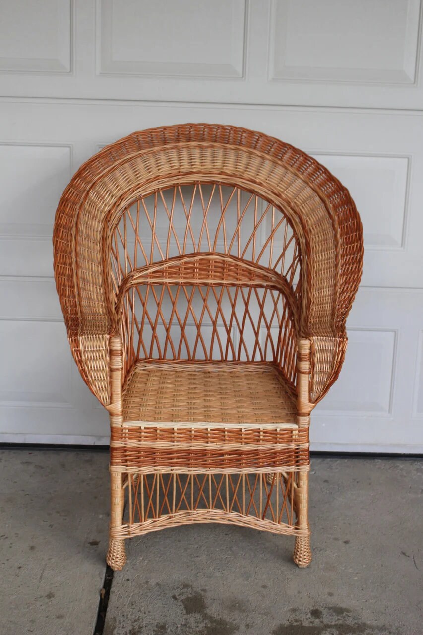 kozy kingdom wicker furniture on Wicker Chair 100 Organic Outdoor Patio Rattan Chair 300lbs Etsy