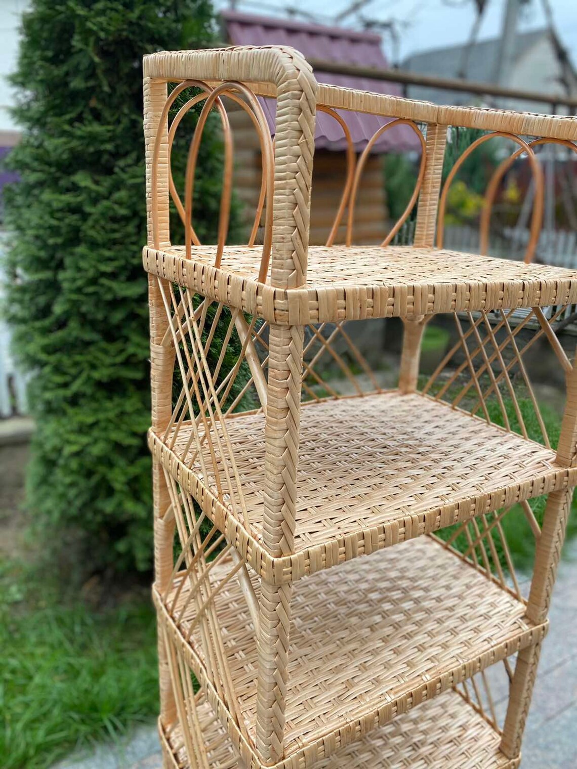 Shelving Unit Wicker Shelving Unit Wooden Shelf Wicker Etsy