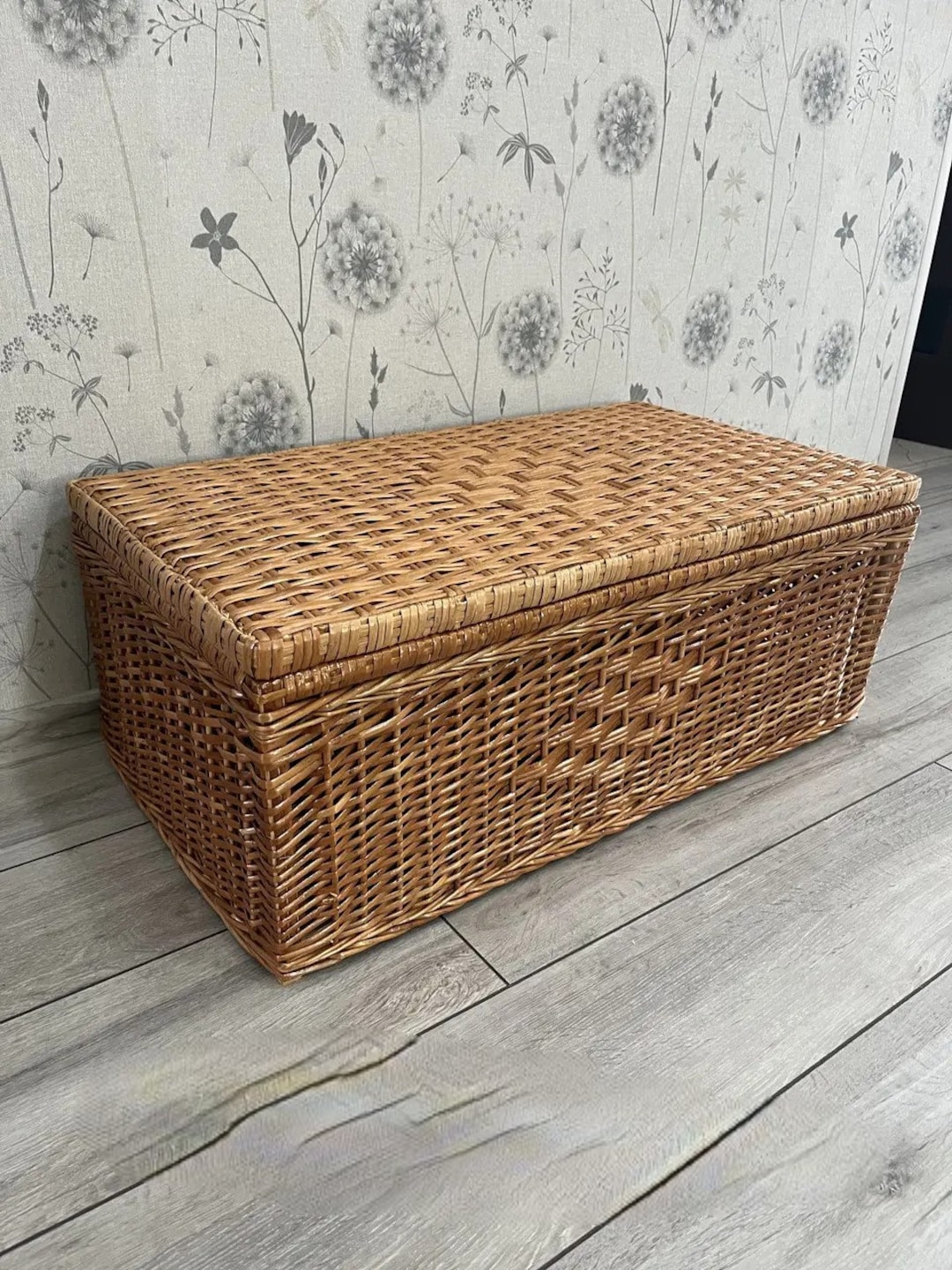 vintage ラタン　大型収納 籐　トランク　蓋付き収納　子供部屋　おもちゃ箱 vintage ラタン 大型収納 籐 トランク 蓋付き収納 子供部屋