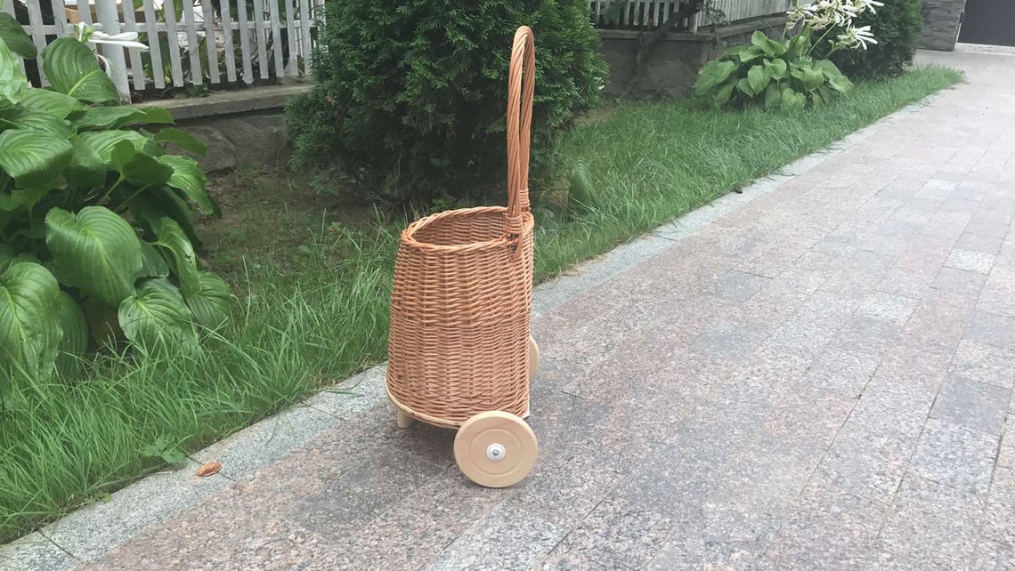 Organic Wicker Shopping Trolley with Handle Wicker Shopping Etsy