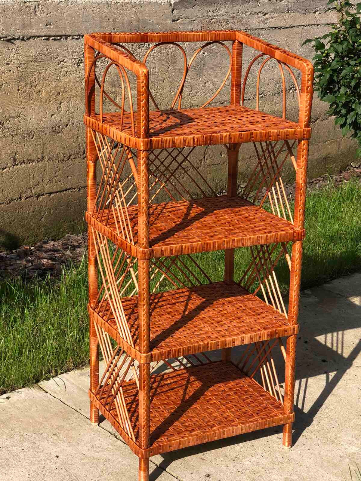 Tall Wicker Rattan Rectangular Shelf Wicker Furniture Wood Etsy