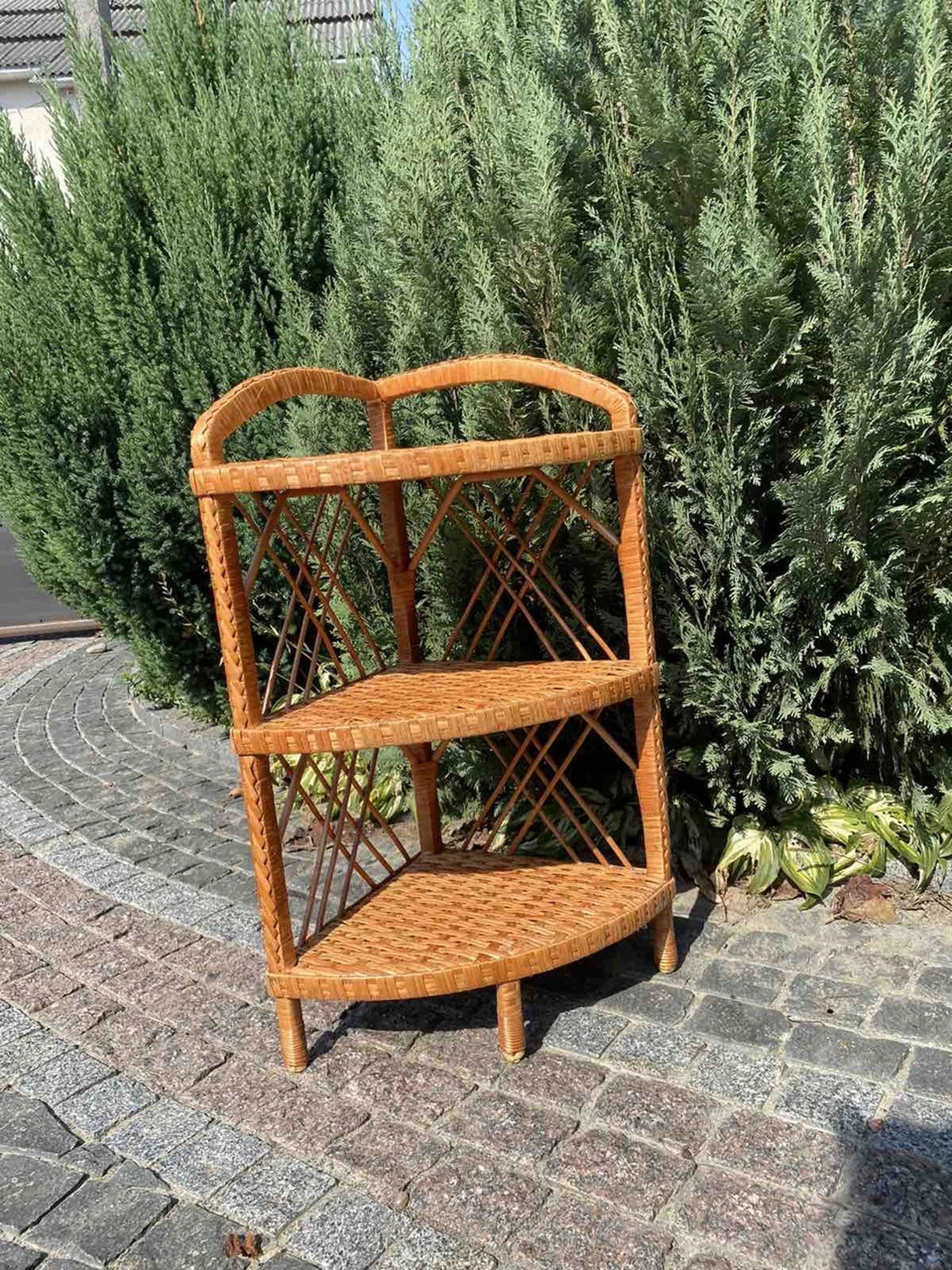 Wicker Corner Shelf Unit Corner Shelf Corner Bookshelf Etsy