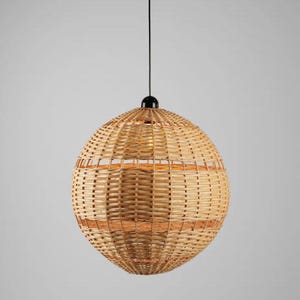 Globe Pendant Light 20/30/40cm diameter options, Handmade Chandelier Lighting, Wicker Pendant Light, Unique Home Decor, Rattan Woven Lamp