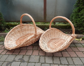 Wicker Large Gathering Basket for Flowers in 2 sizes, Big Rattan Garden Trug Boho Style, Flower Gathering Basket, Harvest Basket