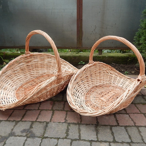 Wicker Large Gathering Basket for Flowers in 2 sizes, Big Rattan Garden Trug Boho Style, Flower Gathering Basket, Harvest Basket