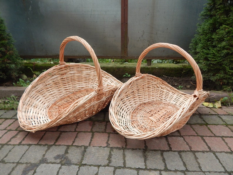 Wicker Large Gathering Basket for Flowers in 2 sizes, Big Rattan Garden Trug Boho Style, Flower Gathering Basket, Harvest Basket