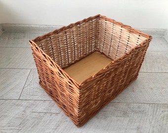 Woven storage basket, Large wicker basket, Wicker basket storage, Rattan storage basket for organizing home, Wicker tray