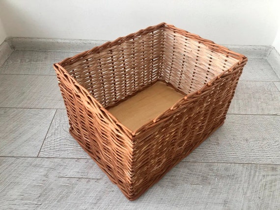Woven storage basket, Large wicker basket, Wicker basket storage, Rattan storage basket for organizing home, Wicker tray