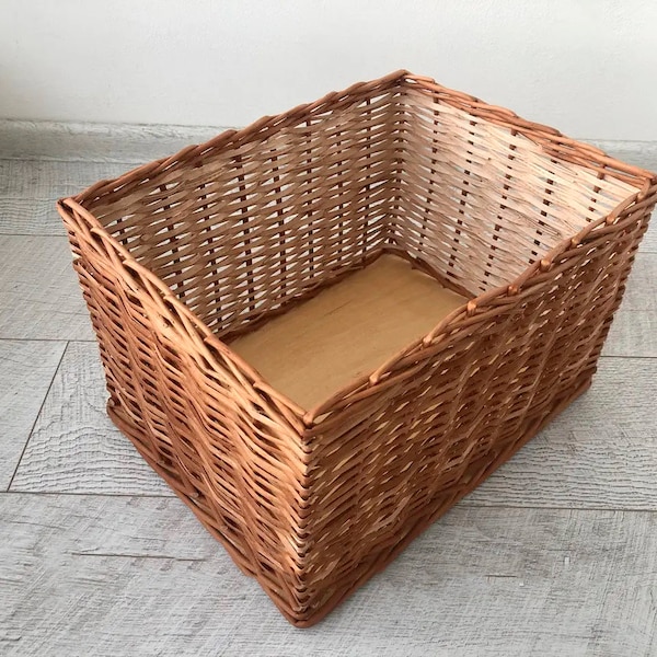 Woven storage basket, Large wicker basket, Wicker basket storage, Rattan storage basket for organizing home, Wicker tray