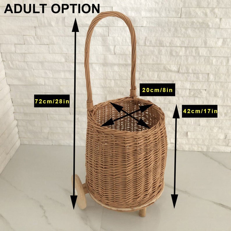 Organic Wicker Shopping Trolley With Handle Wicker Shopping Etsy