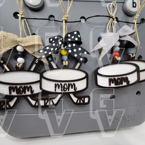 Hockey Sticks---Hockey Puck Tag--Sports Bag Tag--Bag Charms
