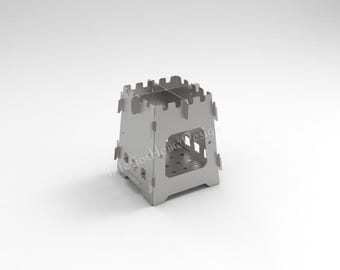 Draagbare campinghoutkachel DXF-bestand, opvouwbare campingkachel voor wandelen, klein vuurplaatsontwerp voor buiten voor plasma-lasersnijden, backpacken DXF