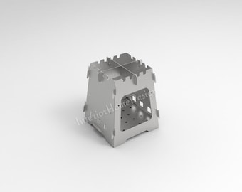 Draagbare campinghoutkachel DXF-bestand, opvouwbare campingkachel voor wandelen, klein vuurplaatsontwerp voor buiten voor plasma-lasersnijden, backpacken DXF