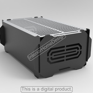 Puede incluir: Una parrilla de metal negro con una rejilla plateada. La parrilla tiene una forma rectangular y está diseñada para ser portátil. La parrilla tiene una pequeña ventilación en el lateral.
