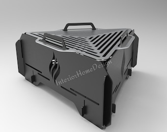 Draagbare driehoek vuurplaats dxf-bestanden, draagbare vuurplaats, doe-het-zelf vuurplaats, BBQ dxf-bestanden, grill vuurplaats, dxf voor cnc, opvouwbare vuurplaats,