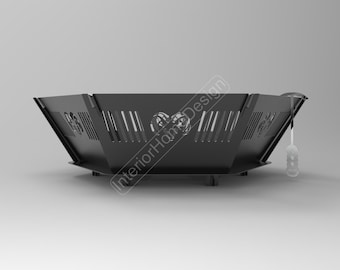 Fogata hexagonal grande (DXF), fogata cortada con plasma, barbacoa (DXF), archivos de barbacoa (DXF), fogata (DXF), archivos de fogata (DXF), fogata plegable (DXF)