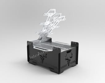 Parrilla portátil para barbacoa, archivo DXF SVG, diseño de fogata cortada a láser, barbacoa plegable en paquete plano, parrilla metálica para fogata, plantilla de corte por plasma CNC