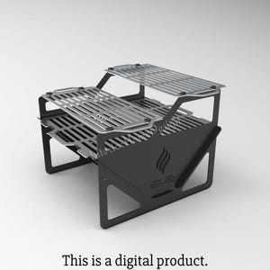 Pozzo del fuoco Dxf, Mover Grill, Pozzo del fuoco pieghevole, BBQ Dxf per plasma, Pozzo del fuoco della griglia, CNC, pieghevole, plasma, laser, portatile, Dxf, Svg, per campeggio