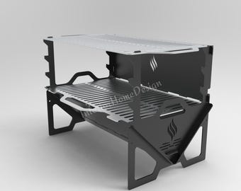 Mover Grill Fire Pit, Collapsible Fire Pit BBQ Barbecue Dxf files for plasma, Grill Fire Pit,Foldable and Portable,Dxf,Svg, For Camping
