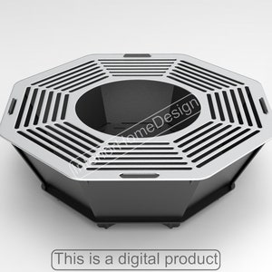 Archivo de fogata octagonal, archivos Dxf de barbacoa para plasma, fogata con parrilla, CNC, plegable, fogata cortada con plasma, láser, portátil, Dxf, SVG, para acampar
