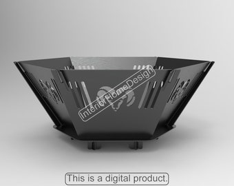 Foso de fuego hexagonal Dxf, Archivos Dxf para plasma, Foso de fuego portátil, Foso de fuego para barbacoa, Archivos SVG para plasma, Foso de fuego plegable, Foso de fuego plegable.