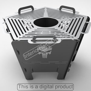 Schädel Feuerstelle Dxf, Tragbare Feuerstelle, DIY-Projekt, BBQ Dxf-Dateien für Laser Cut Datei, Grill Feuerstelle, Dxf für Cnc, Laser Cut Datei