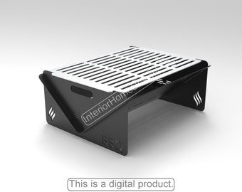 Portable BBQ Grill DXF Files for Cnc Plasma, Collapsible Mangal Design for Camping, Foldable Outdoor Grill Fire Pit, Flat Pack Laser Cut